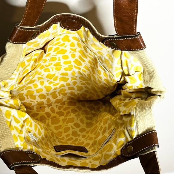 FOSSIL colorful floral patchwork canvas tote purse shoulder bag spring boho - Picture 4 of 5